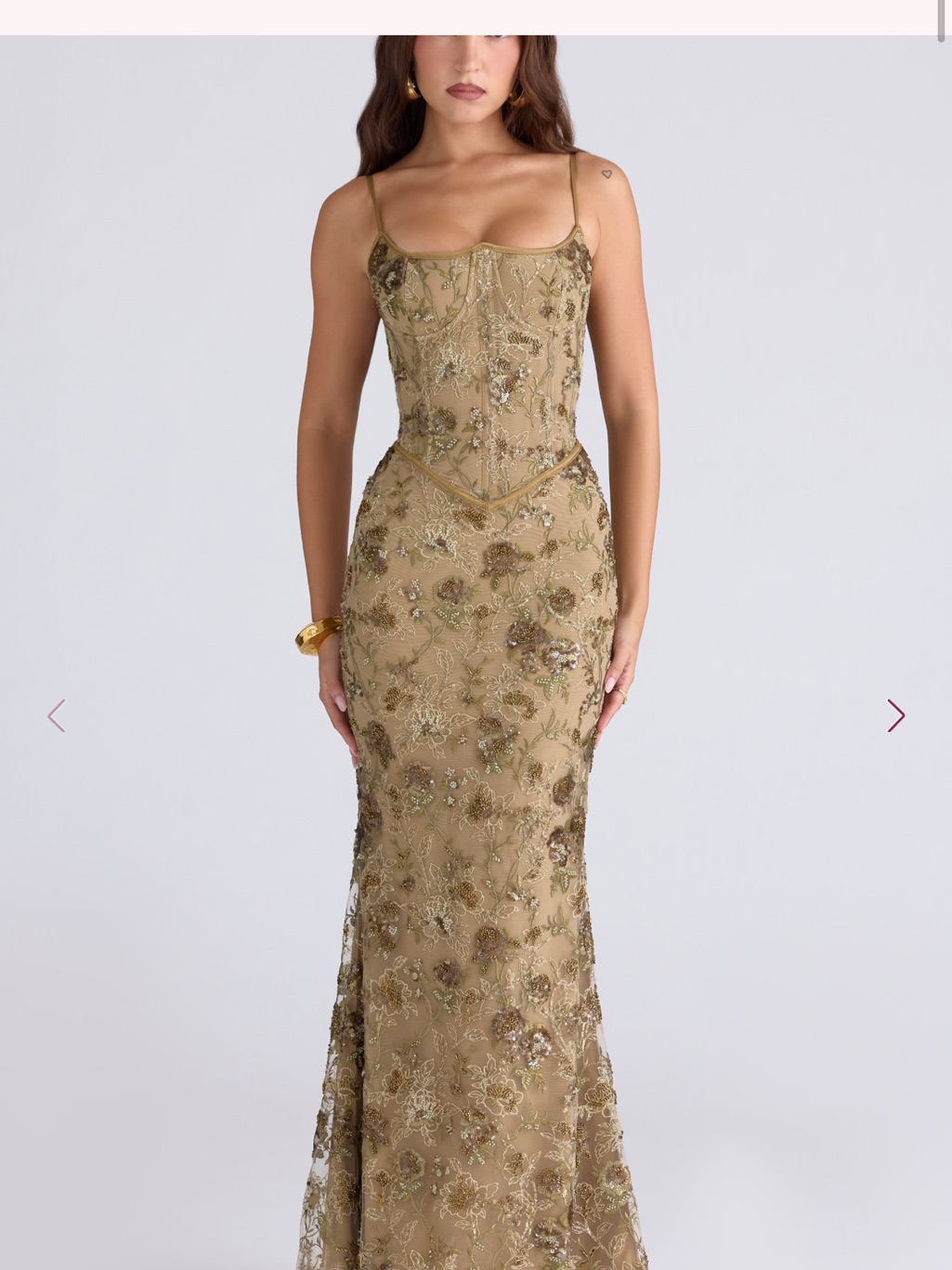 House Of Cb Olive Embellished Lace Maxi Dress